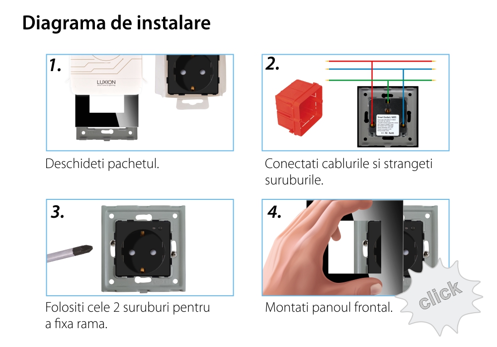 Priza Simpla Wi-Fi LUXION cu Rama din Sticla