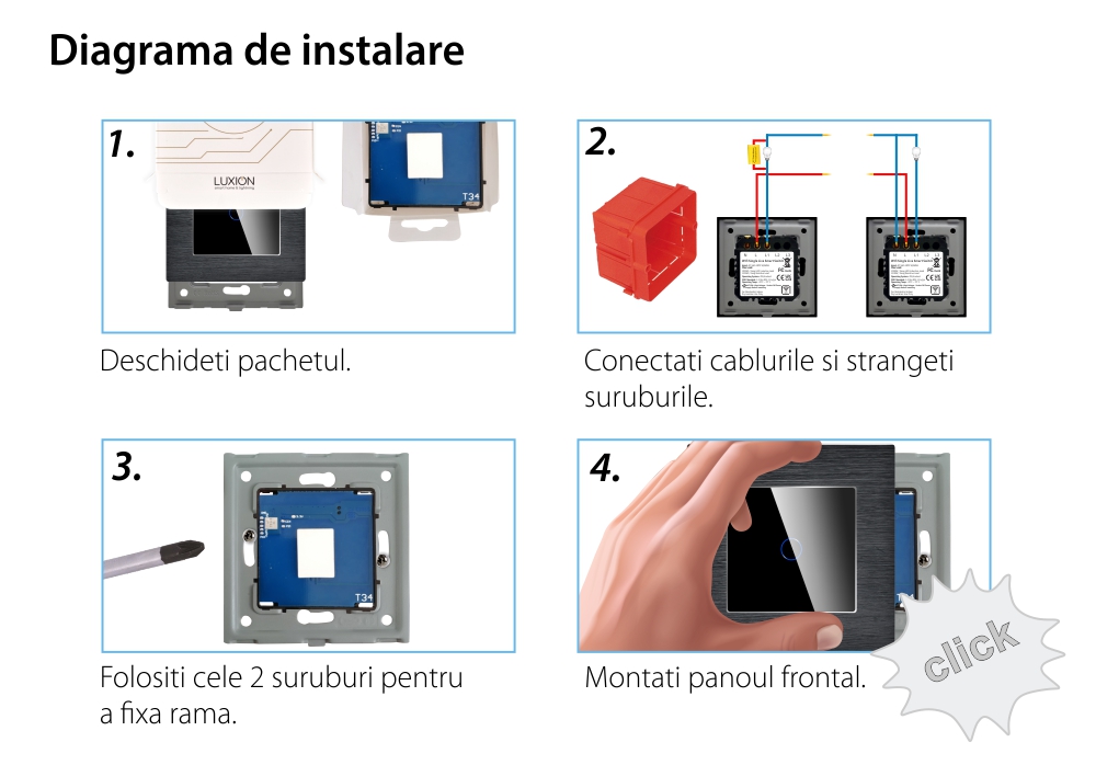 Intrerupator Simplu Wi-Fi cu Touch din Sticla si Rama de Aluminiu LUXION