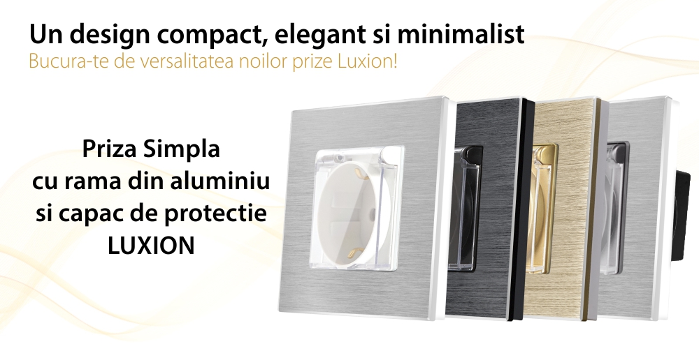 Priza Simpla cu Capac de Protectie LUXION cu rama din aluminiu