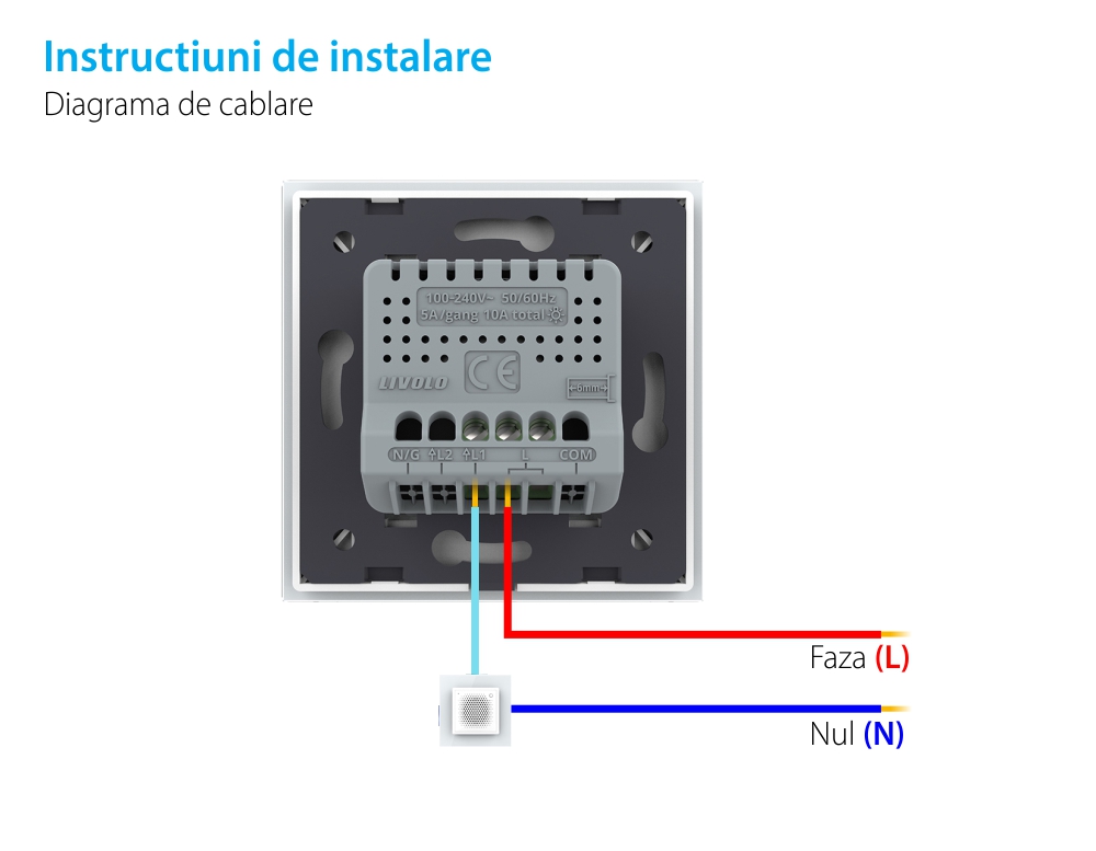 Buton Sonerie cu Touch LIVOLO din Sticla – Serie Noua