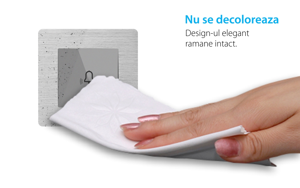 Buton Sonerie cu Touch din Sticla si Rama de Aluminiu LUXION