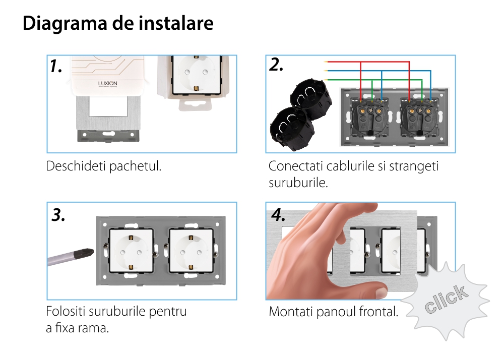 Priza Dubla LUXION cu rama din aluminiu