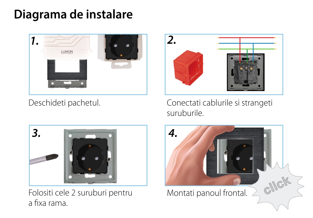 Priza Simpla LUXION cu rama din aluminiu