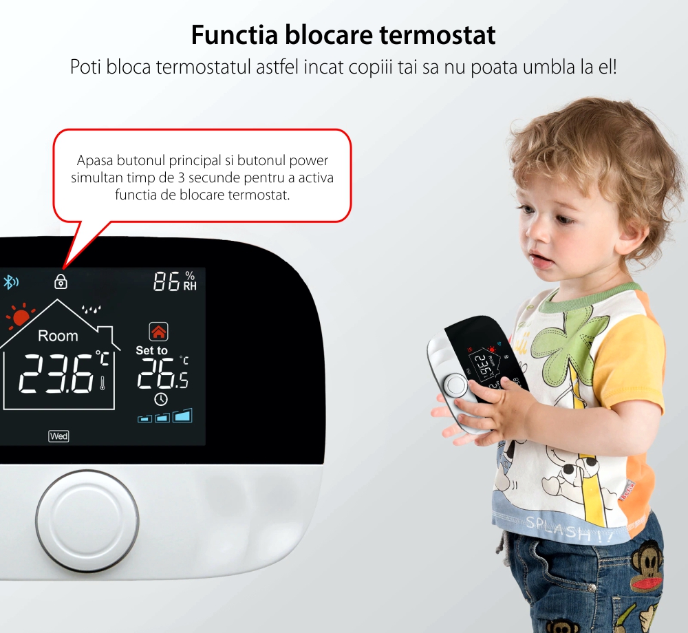 Termostat pentru centrala pe gaz si incalzirea in pardoseala BeOk BOT-T9N-WiFi