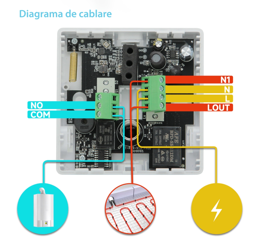 Termostat pentru centrala pe gaz si incalzirea in pardoseala BeOk BOT-T9N-WiFi