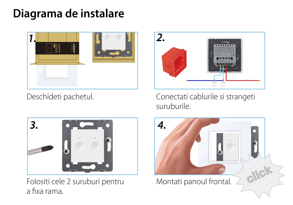 Intrerupatorul Dublu cu Touch LIVOLO cu Rama Din Sticla, Protocol Zigbee, Alb