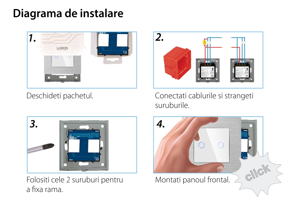 Intrerupator Dublu Wi-Fi cu Touch din Sticla si Rama de Aluminiu LUXION