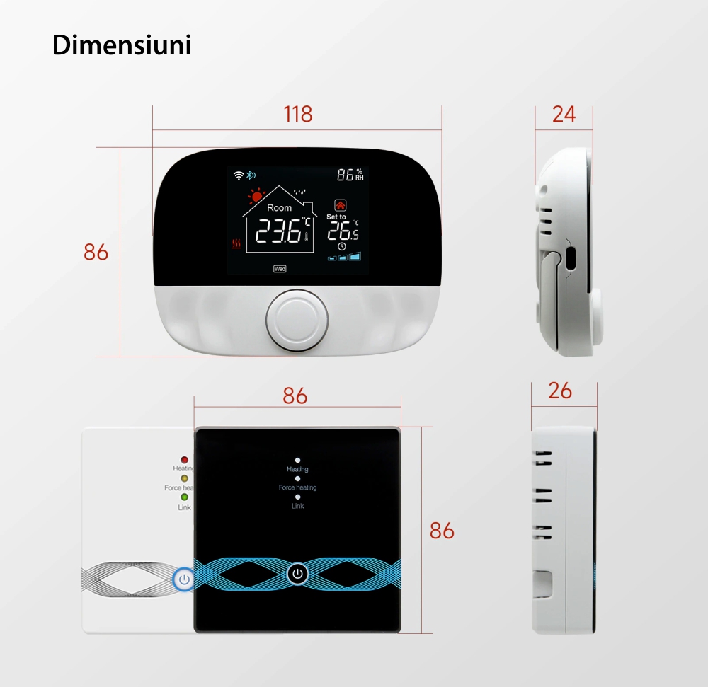 Termostat pentru centrala pe gaz si incalzirea in pardoseala BeOk BOT-T9N-WiFi