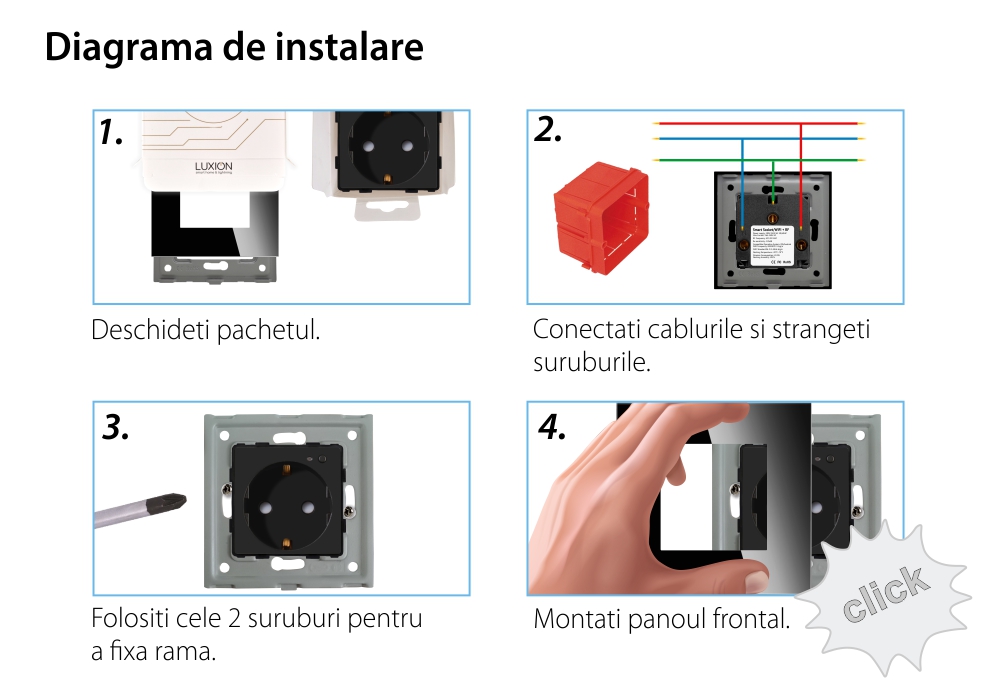 Priza Simpla Wi-Fi LUXION cu Rama din Sticla, RF433