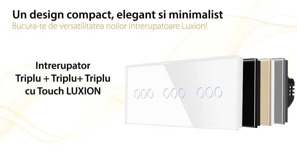 Intrerupator Triplu + Triplu + Triplu cu Touch din Sticla LUXION