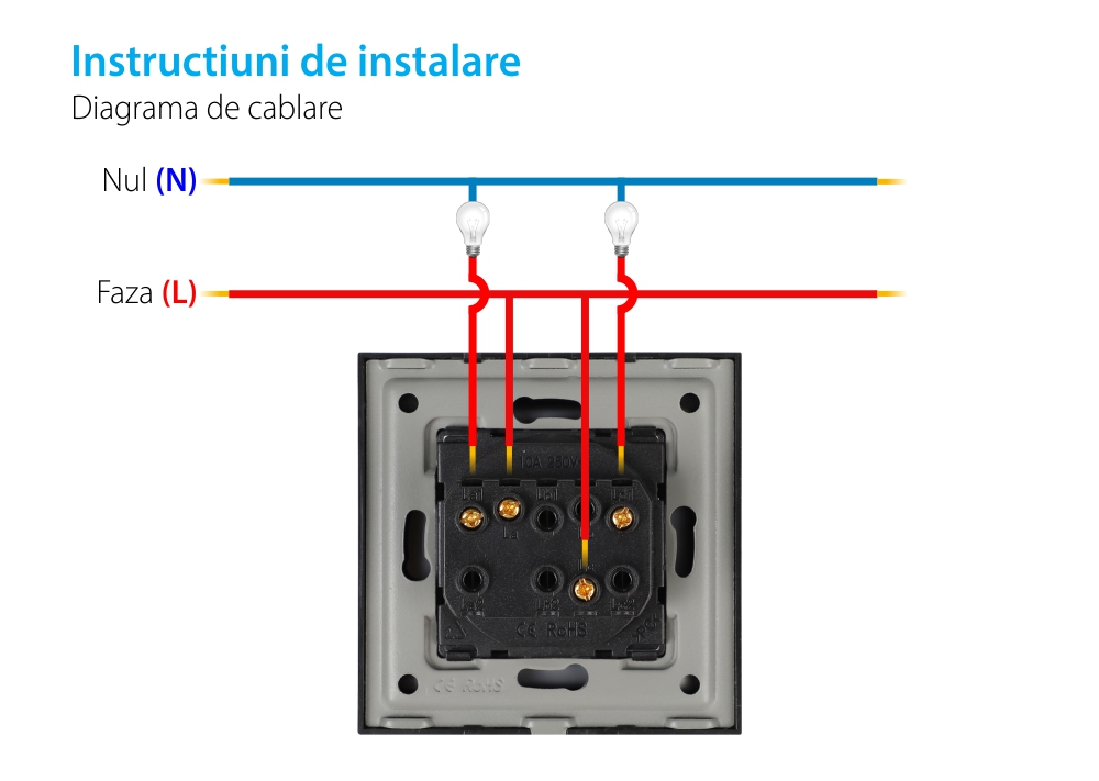 Intrerupator Dublu Mecanic LUXION cu Rama din Sticla