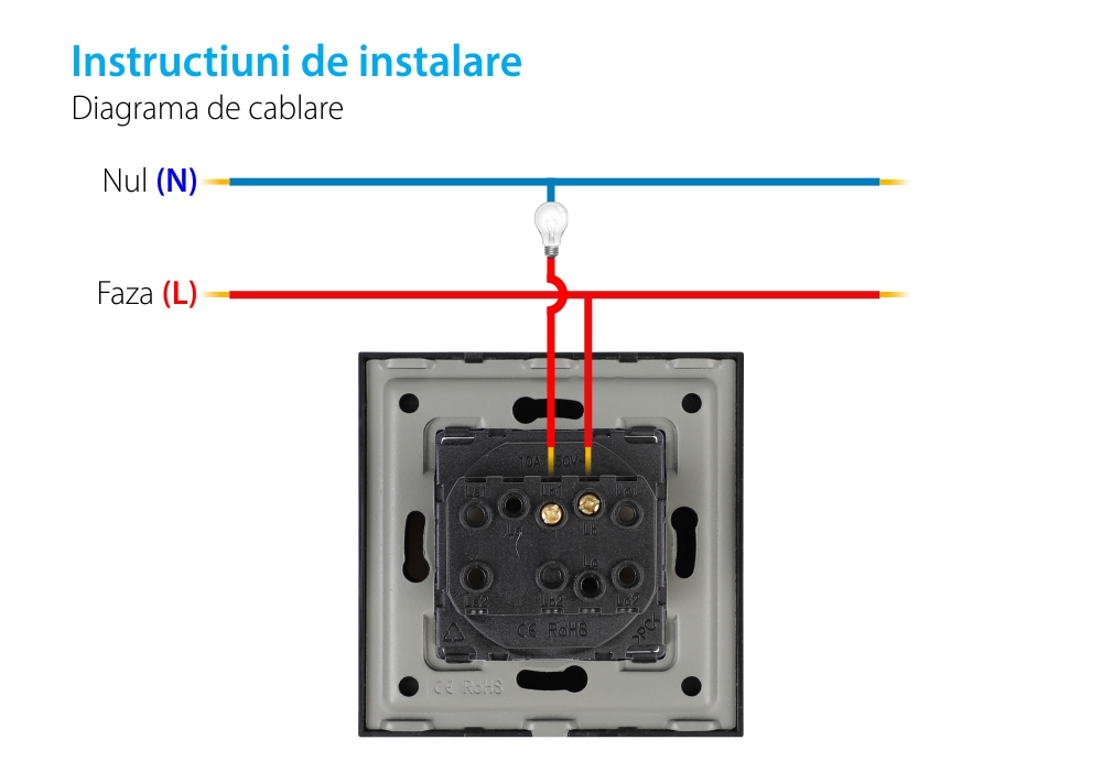 Intrerupator Simplu Mecanic LUXION cu Rama din Sticla