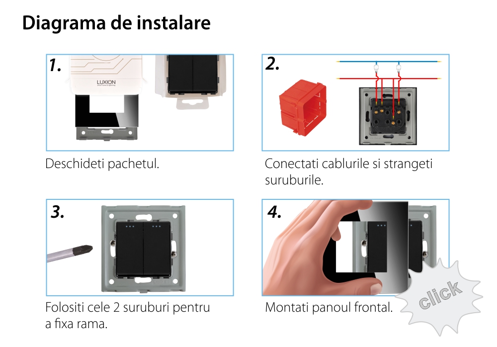 Intrerupator Dublu Mecanic LUXION cu Rama din Sticla