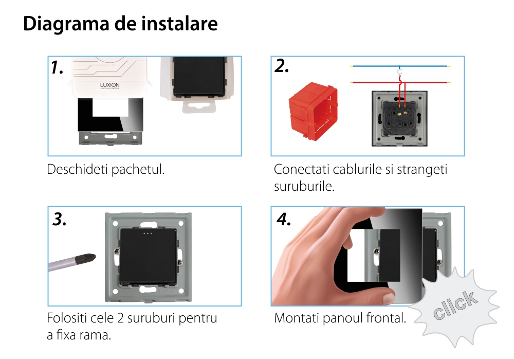 Intrerupator Simplu Mecanic LUXION cu Rama din Sticla