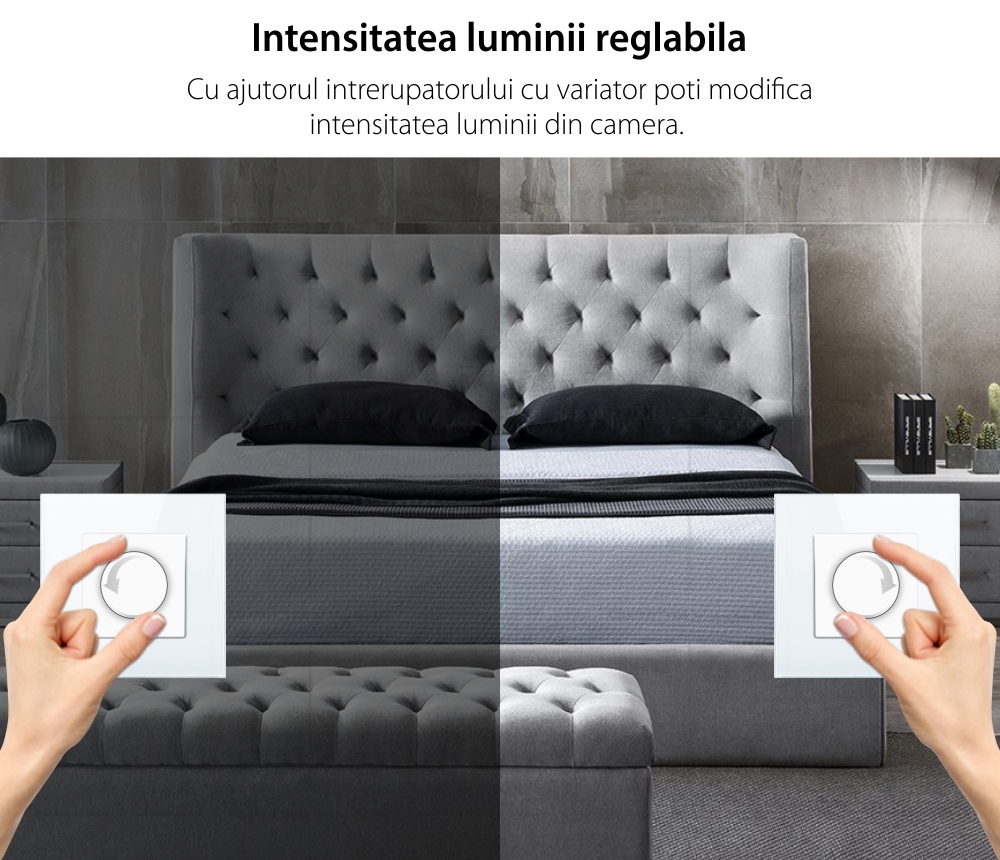 Intrerupator cu Variator Mecanic LUXION cu Rama din Sticla