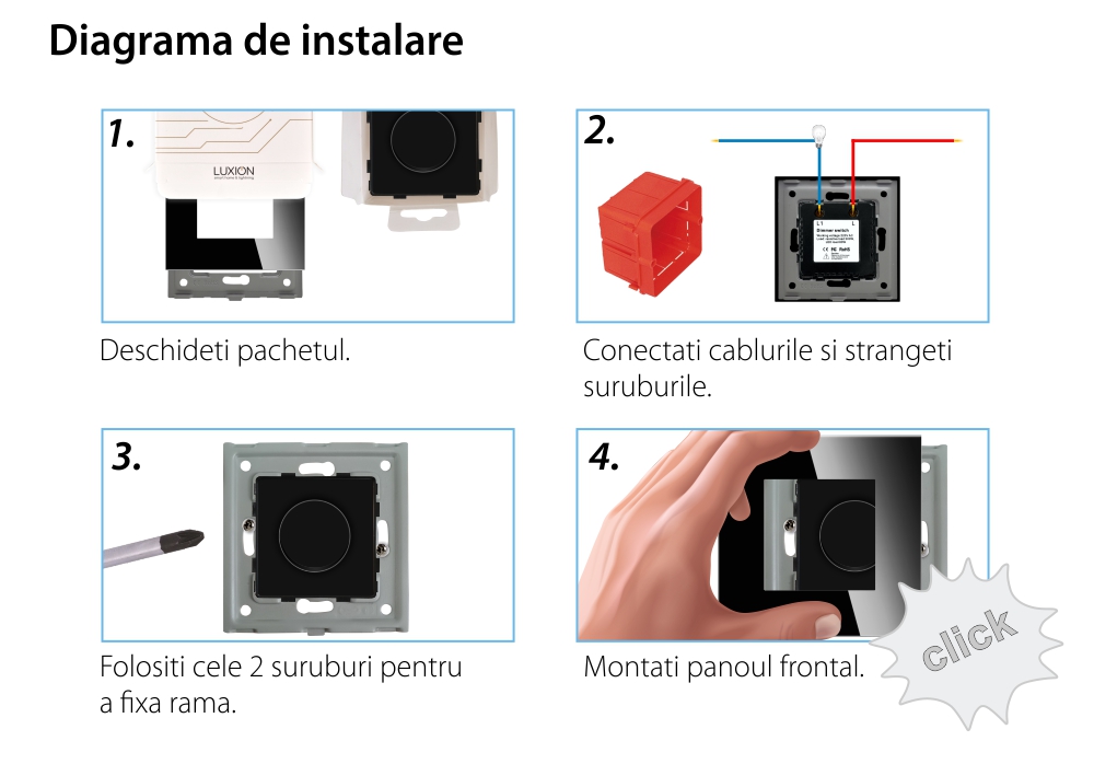 Intrerupator cu Variator Mecanic LUXION cu Rama din Sticla