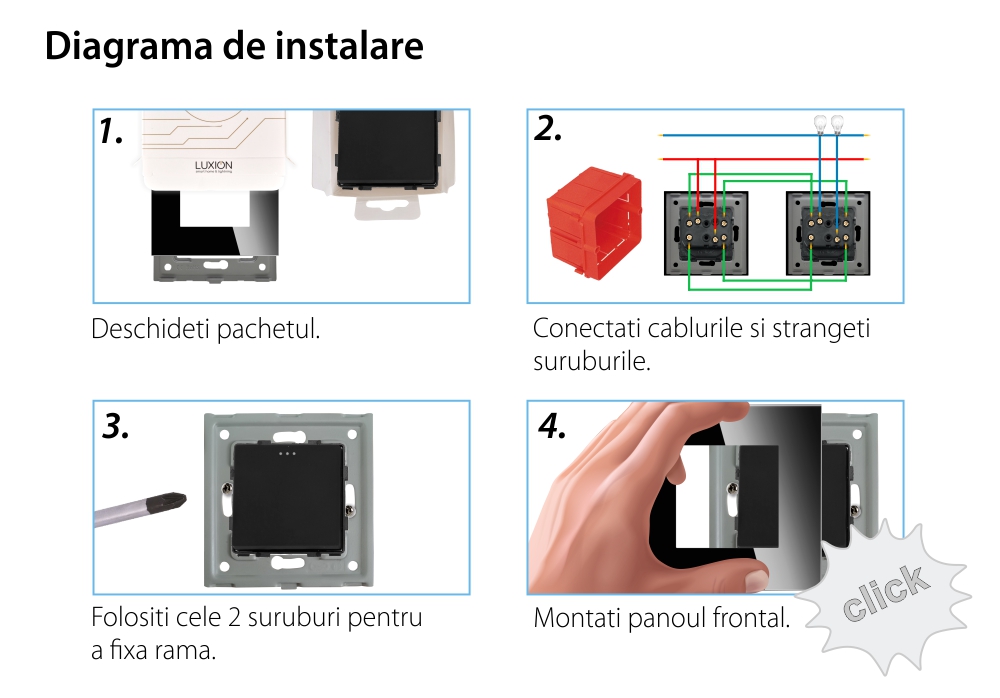 Intrerupator Simplu Cap Cruce Mecanic LUXION cu Rama din Sticla