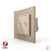 Intrerupator Draperie cu Touch LIVOLO cu Rama din Sticla, Protocol ZigBee culoare aurie