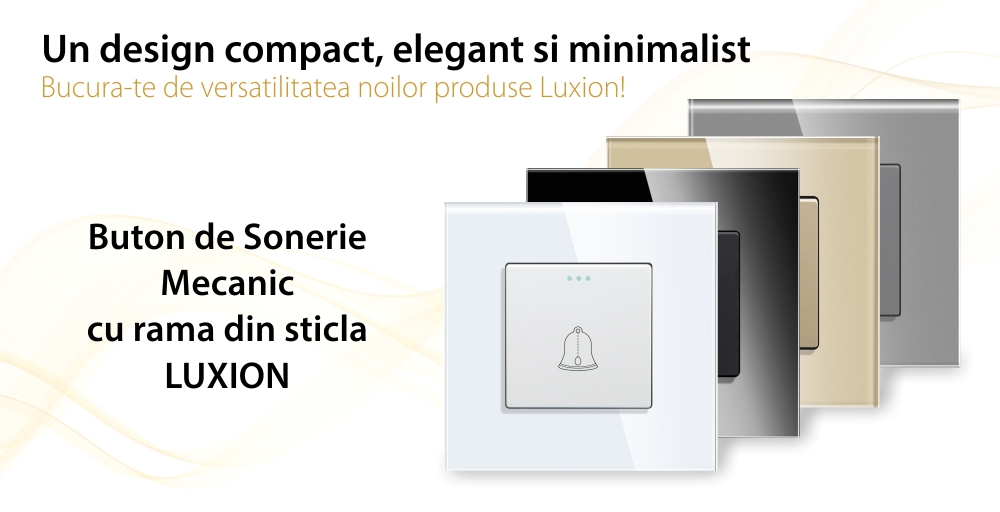 Buton de Sonerie Mecanic LUXION cu Rama din Sticla