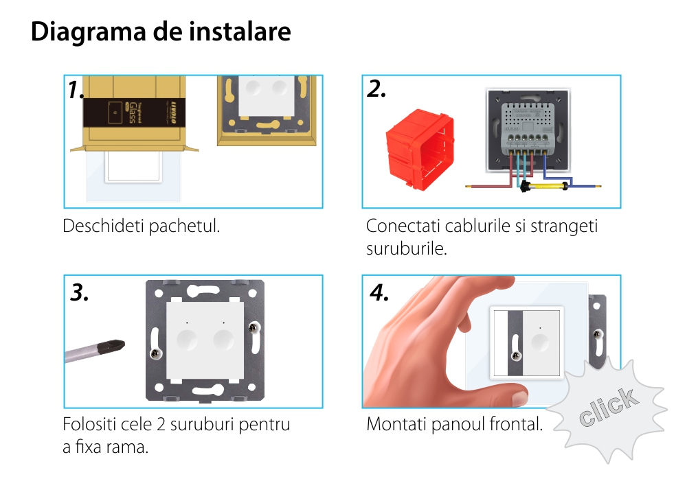 Intrerupator Draperie cu Touch LIVOLO cu Rama din Sticla, Protocol ZigBee