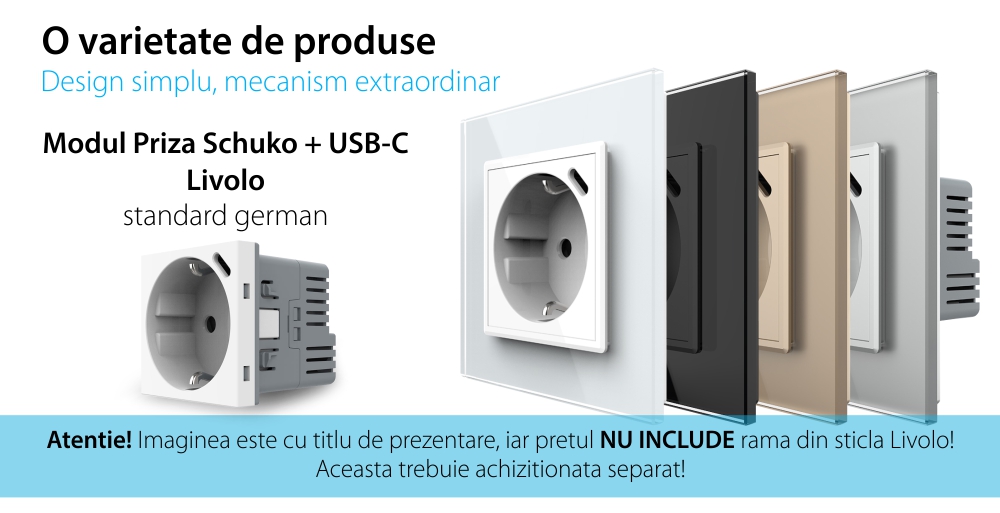 Modul Priza Schuko + USB-C LIVOLO, Standard German – Serie Noua