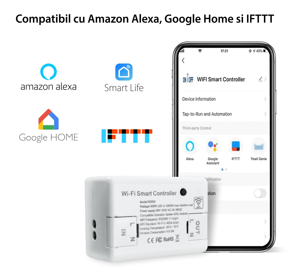 Releu Wi-Fi LUXION Mini, Control aplicatie, Programari