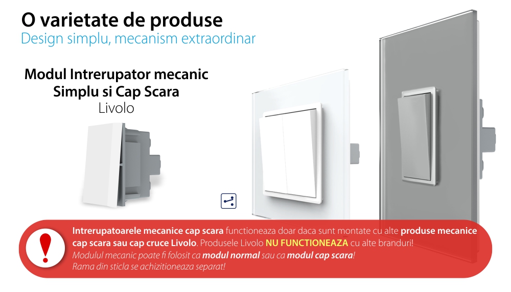 Modul Intrerupator Simplu Mecanic si Cap Scara LIVOLO