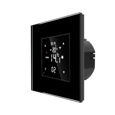 Termostat Wi-Fi pentru incalzirea electrica LUXION cu Rama din Sticla culoare neagra