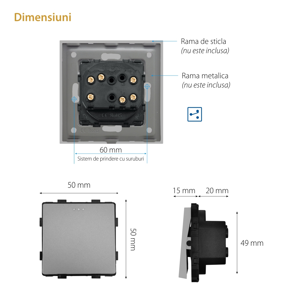 Modul Intrerupator Simplu Cruce Mecanic LUXION