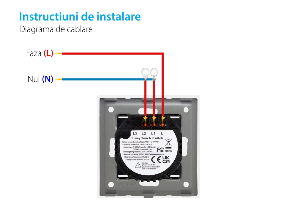 Modul Intrerupator Dublu din Silicon cu Touch LUXION