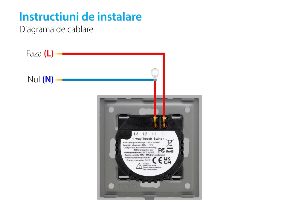 Modul Intrerupator Simplu din Silicon cu Touch LUXION