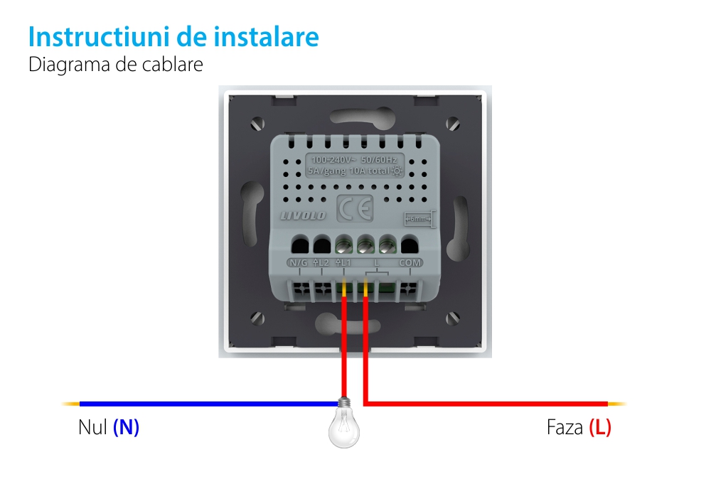 Intrerupator Simplu Wireless si Variator LIVOLO cu Touch Din Sticla – Serie Noua