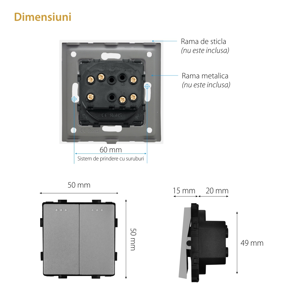 Modul Intrerupator Dublu Cap Scara Mecanic LUXION