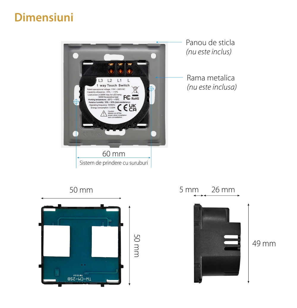 Modul Intrerupator Dublu din Silicon cu Touch LUXION