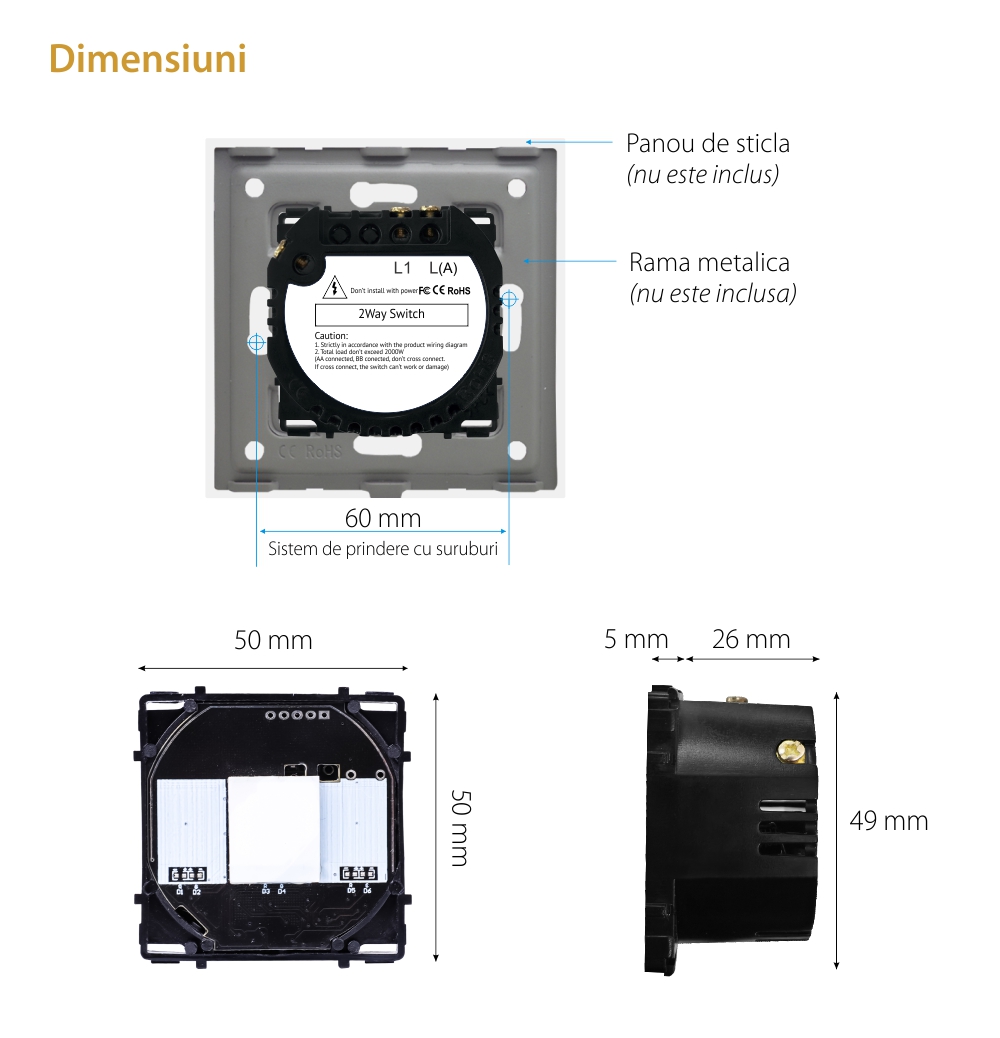 Modul Intrerupator Simplu Cap Scara cu Touch LUXION