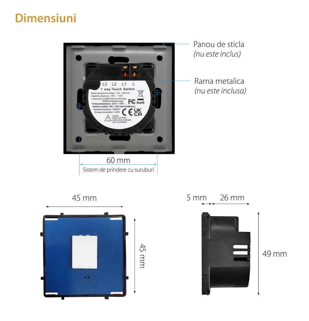 Modul Intrerupator Simplu din Silicon cu Touch LUXION