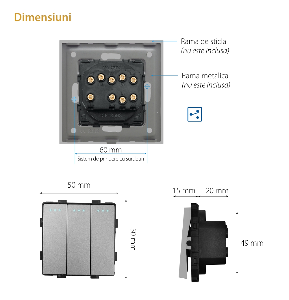 Modul Intrerupator Triplu Cap Scara Mecanic LUXION