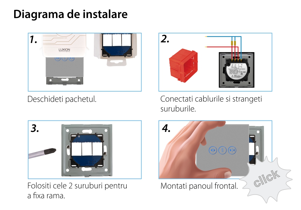 Intrerupator Draperie cu Touch din Sticla LUXION