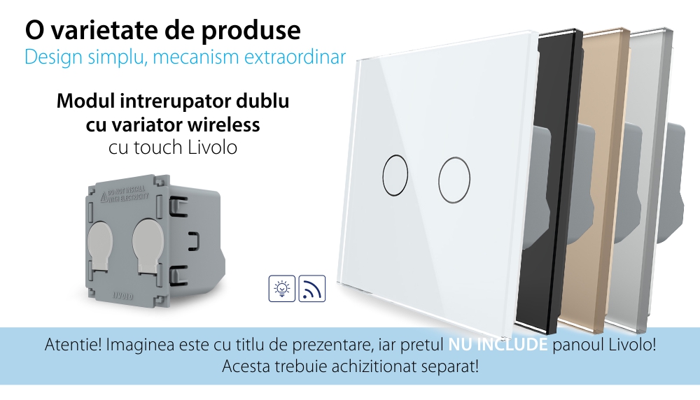 Modul Intrerupator Dublu Wireless cu Variator cu Touch LIVOLO – Serie Noua