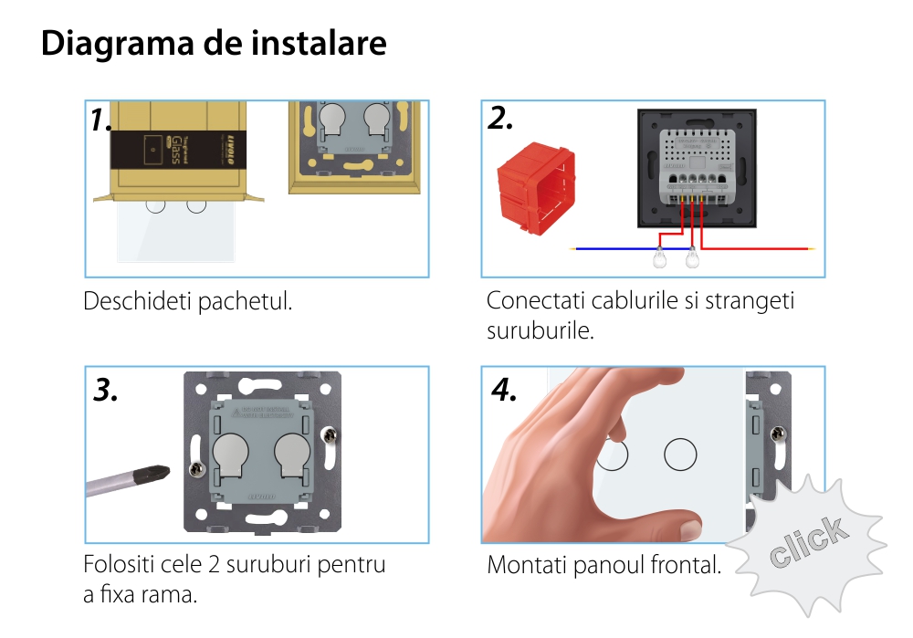 Intrerupator Dublu cu Variator LIVOLO cu Touch Din Sticla – Serie Noua