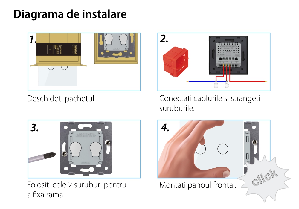 Modul Intrerupator Dublu Wireless cu Variator cu Touch LIVOLO – Serie Noua