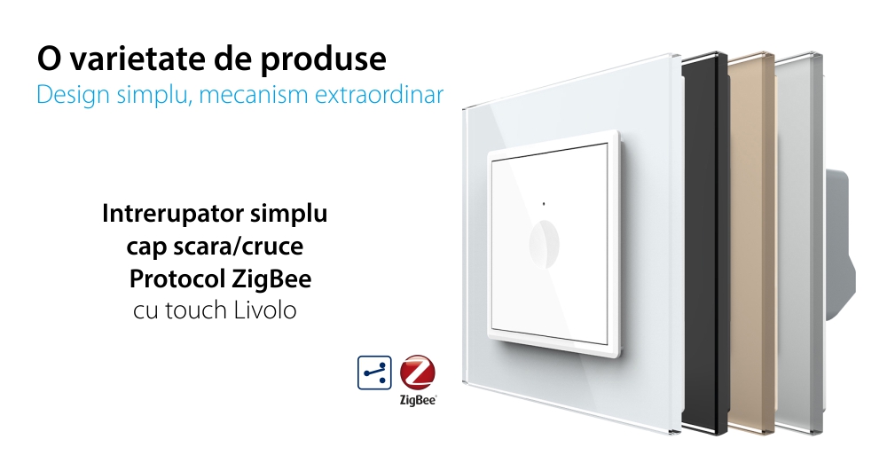 Intrerupator Simplu Cap Scara / Cruce, ZigBee cu Touch LIVOLO – Serie Noua