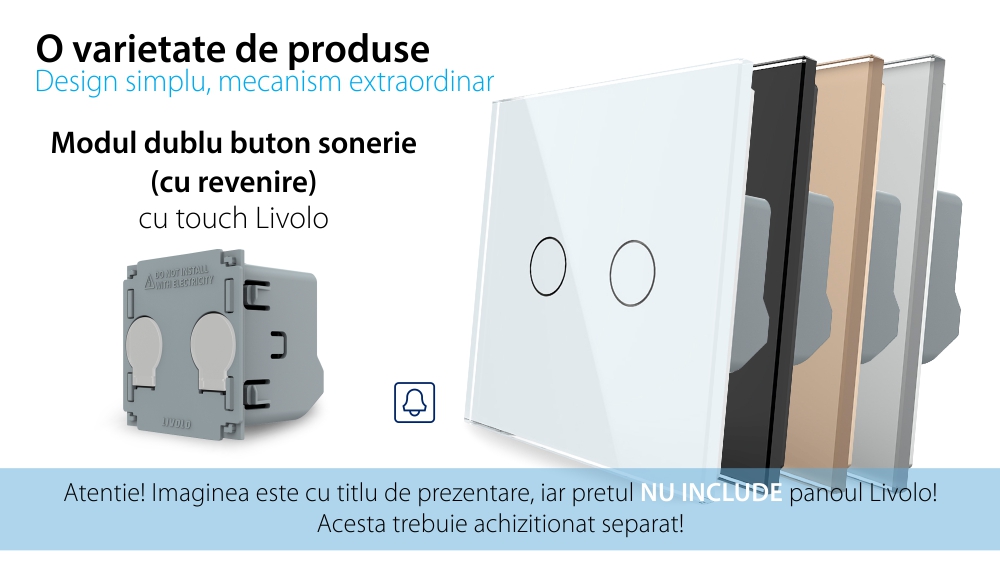 Modul Intrerupator Dublu cu Revenire / Reset cu Touch LIVOLO – Serie Noua