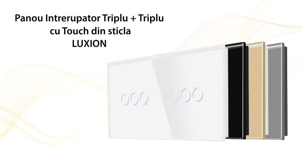 Panou Intrerupator Triplu + Triplu cu Touch Din Sticla LUXION