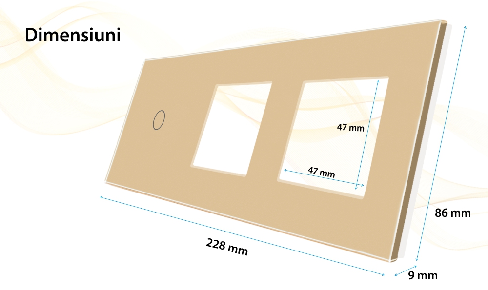 Panou Intrerupator Simplu cu Touch si 2 Prize Din Sticla LUXION