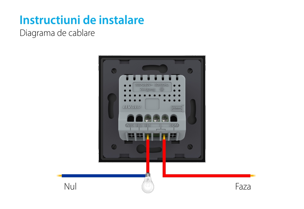 Intrerupator Simplu cu Dimmer, Zigbee cu Touch LIVOLO – Serie Noua