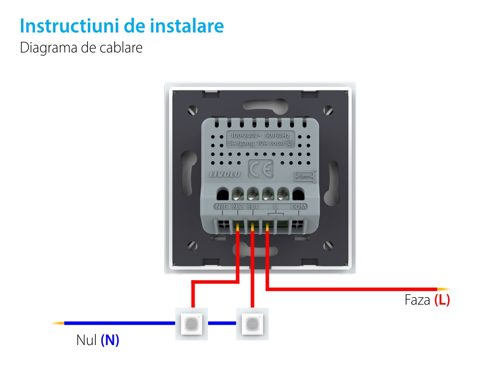 Intrerupator Dublu cu Revenire / Reset cu Touch LIVOLO – Serie Noua