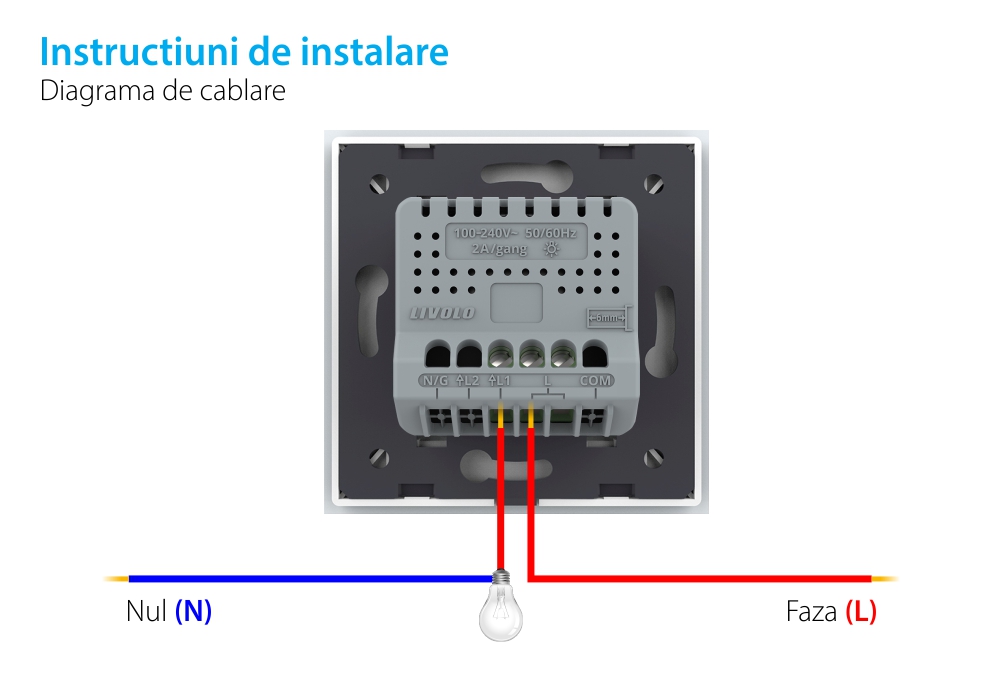 Intrerupator Simplu cu Dimmer cu Touch LIVOLO – Serie Noua