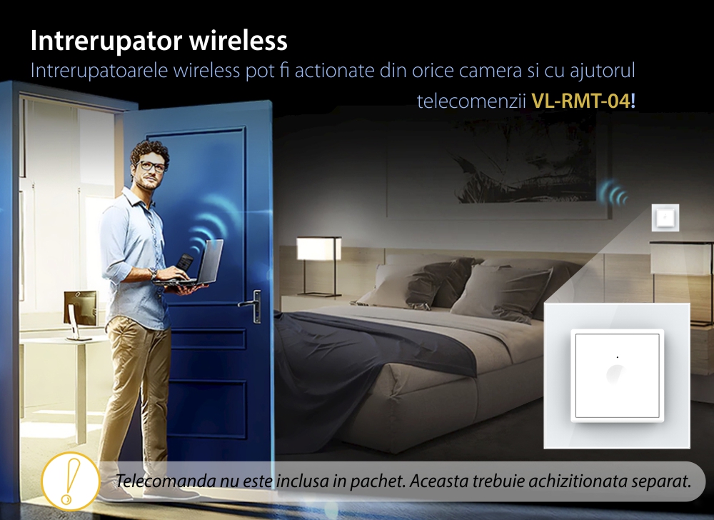 Intrerupator Simplu cu Dimmer, Wireless si Touch LIVOLO – Serie Noua