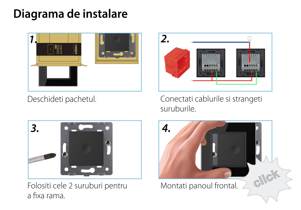 Intrerupator Simplu Cap Scara / Cruce, ZigBee cu Touch LIVOLO – Serie Noua